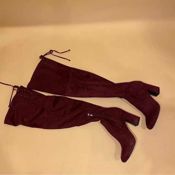 Unisa Burgundy Stilli Suede Over The Knee Boot Size 6 - Picture 7 of 12